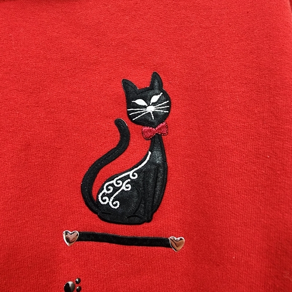 Vintage Y2K Jerzees collared cat applique sweatshirt woman's size large - Picture 6 of 9